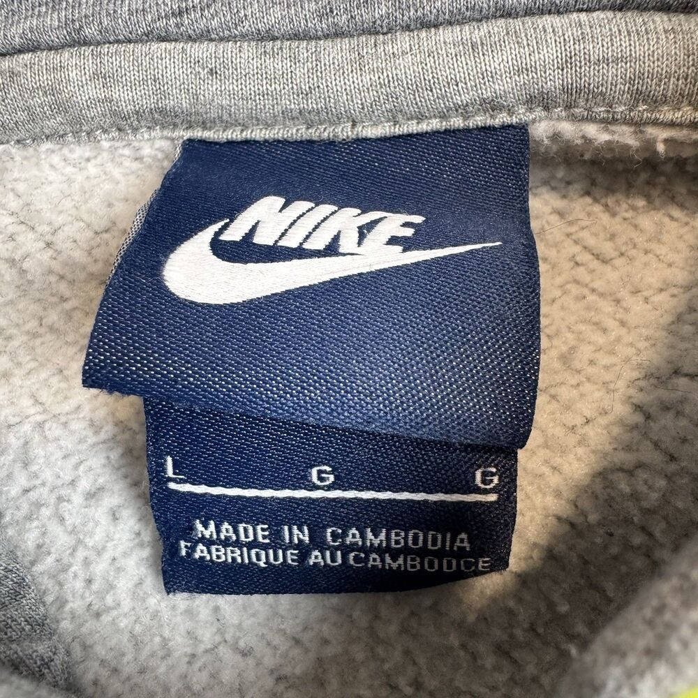 Nike Hoodie Men’s Size L Gray Neon Yellow Swoosh Pullover Sweatshirt Cambodia - Picture 3 of 6